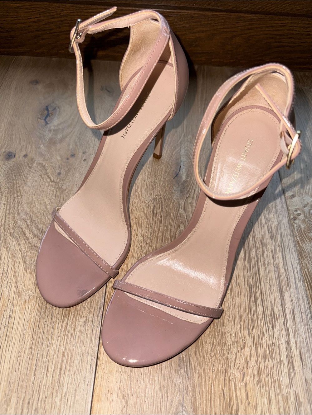 Stuart Weitzman Nudist Sandal Nude Nappa Leather Size 8 Retail $475